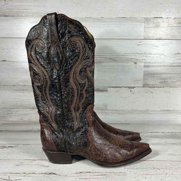 Corral Boots Shoes - Corral Vintage Brown Leather Cowgirl Cowboy Western Pointed Toe Boots Size 11